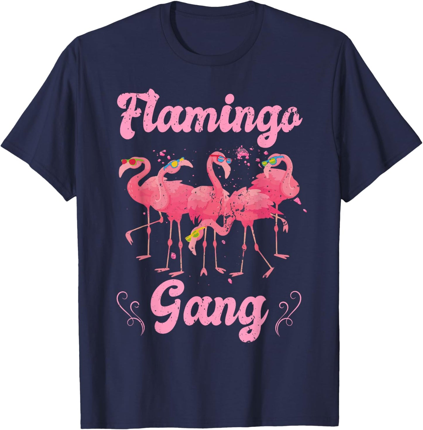 Flamingo Gang Squad Junggesellinnenabschied Brautparty Distressed T-Shirt - T-Shirt | Navy