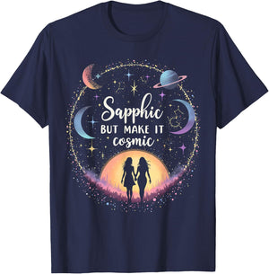 Subtle Lesbian Sapphic But Make It Cosmic T-Shirt - T-Shirt | Navy