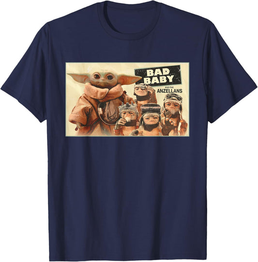 Star Wars The Mandalorian and Grogu Bad Baby & The Anzellans T-Shirt - T-Shirt | Navy
