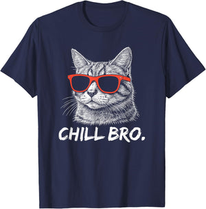 Chill Bruh – Lustiger Katze Mit Sonnenbrille T-Shirt - T-Shirt | Navy