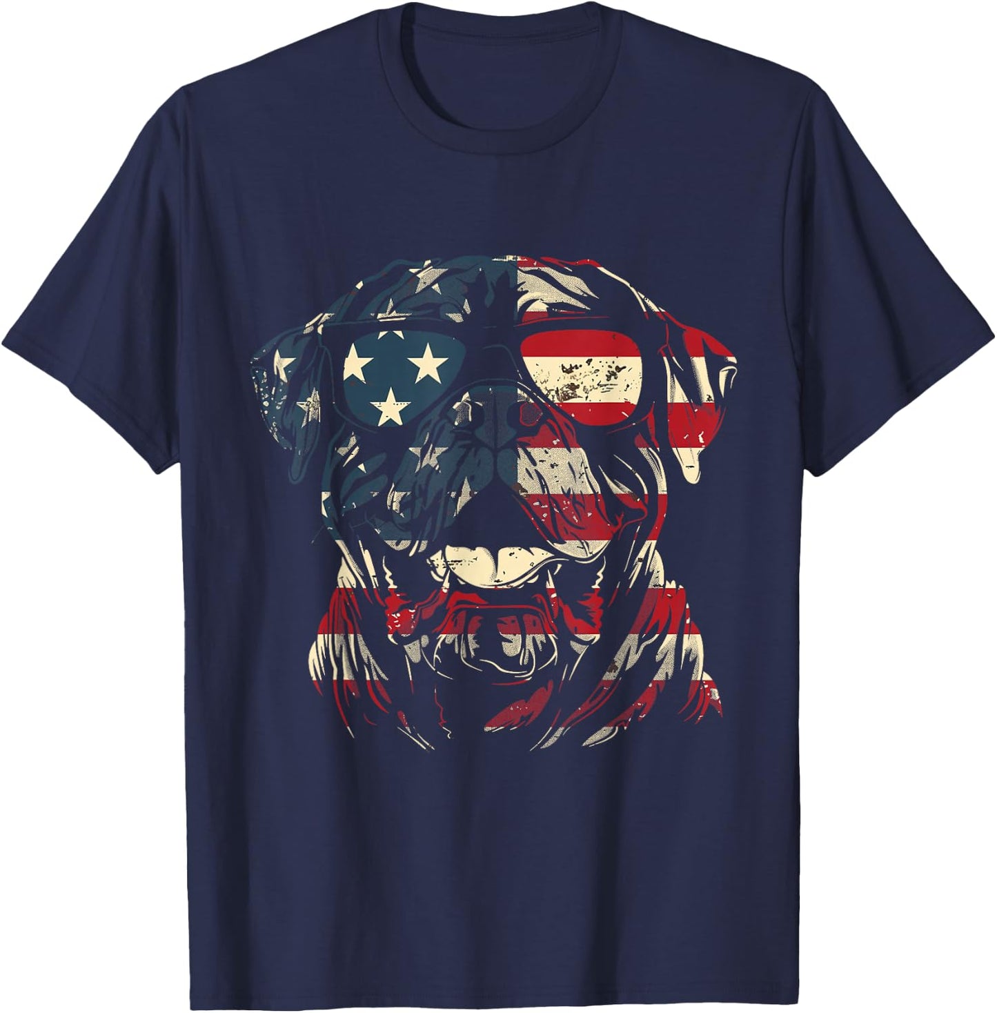 Mastiff Dad American Flag Patriotic Dog Lover T-Shirt - T-Shirt | Navy