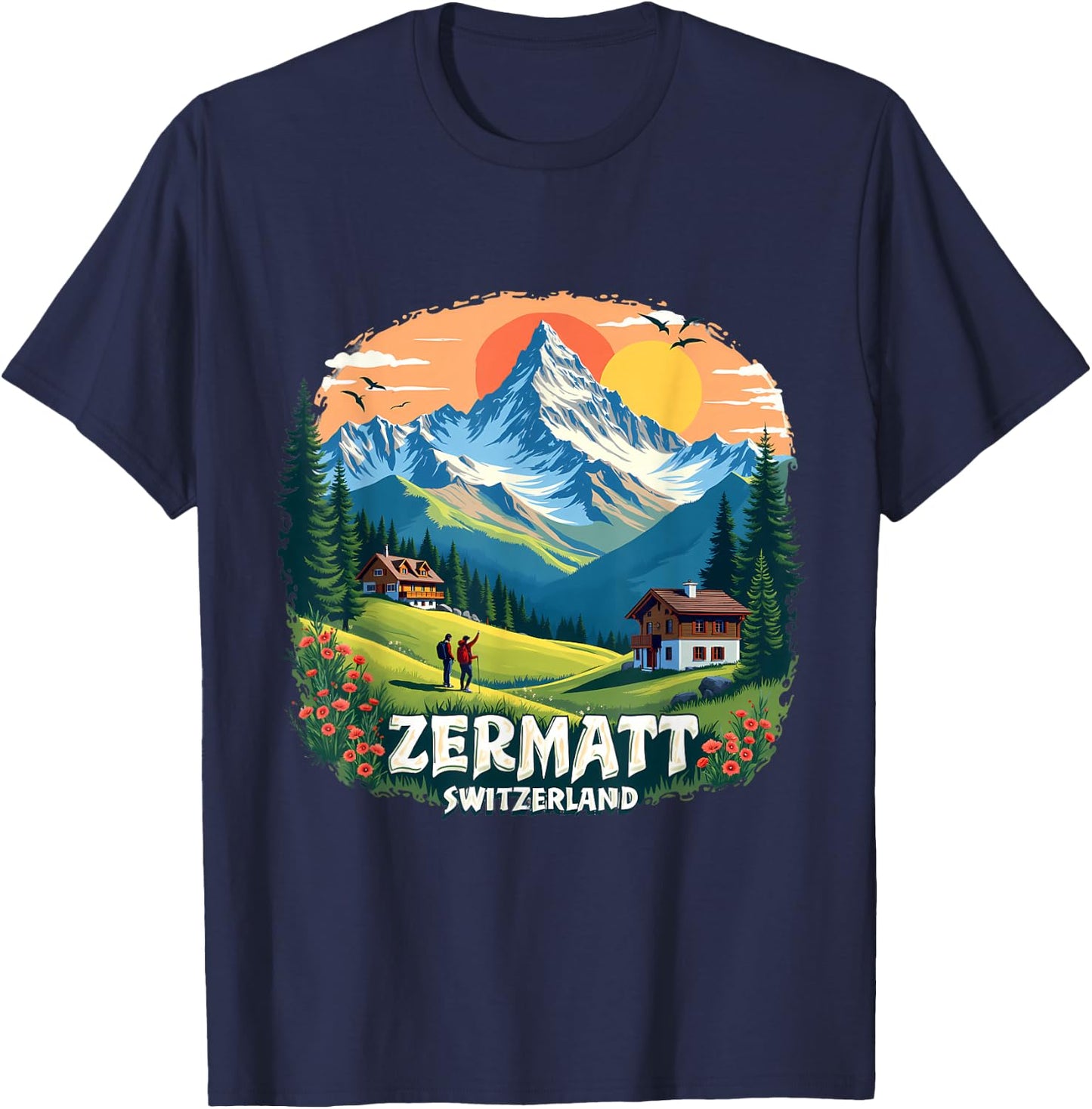 Zermatt Switzerland Alpine Adventure T-Shirt - T-Shirt | Navy