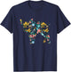 Floral Piglet Silhouette Girls Graphic Pig T-Shirt - T-Shirt | Navy