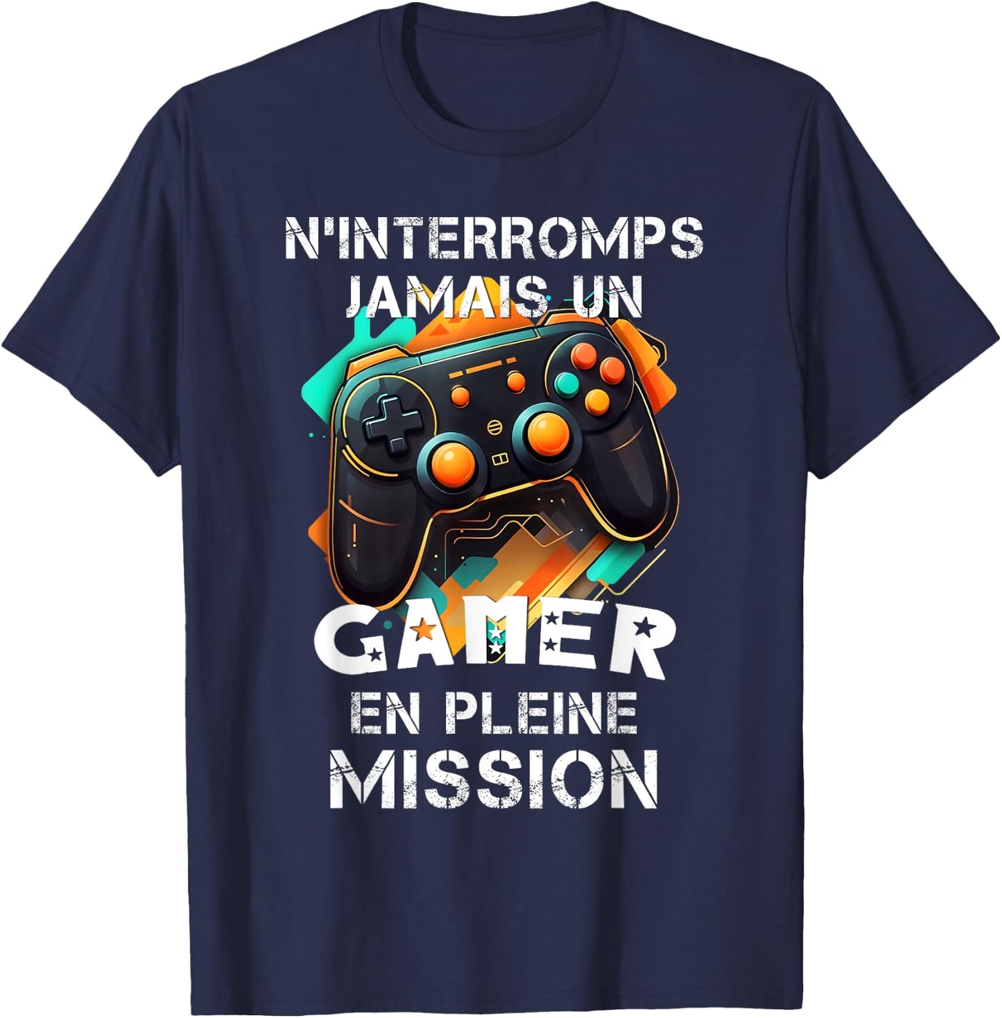 Gamer geek addicted to video games teen console gaming humor , Black, S T-Shirt - T-Shirt | Navy