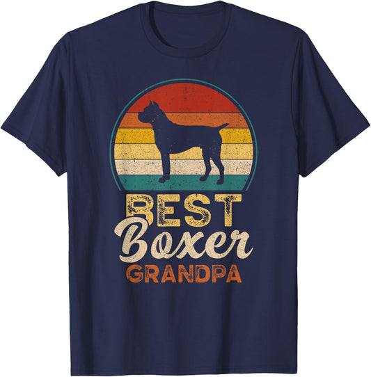 Best Boxer Grandpa, Father's Day, Boxer Dog T-Shirt - T-Shirt | Navy