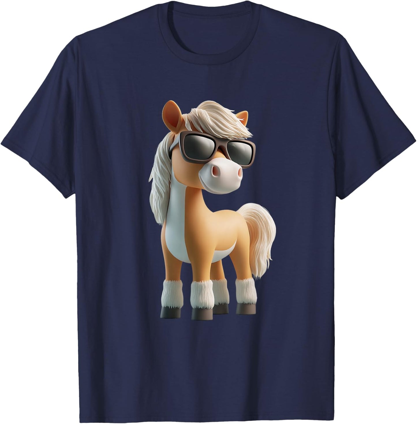 Cooles Pferdemotiv mit Sonnenbrille Pferd Pony T-Shirt - T-Shirt | Navy