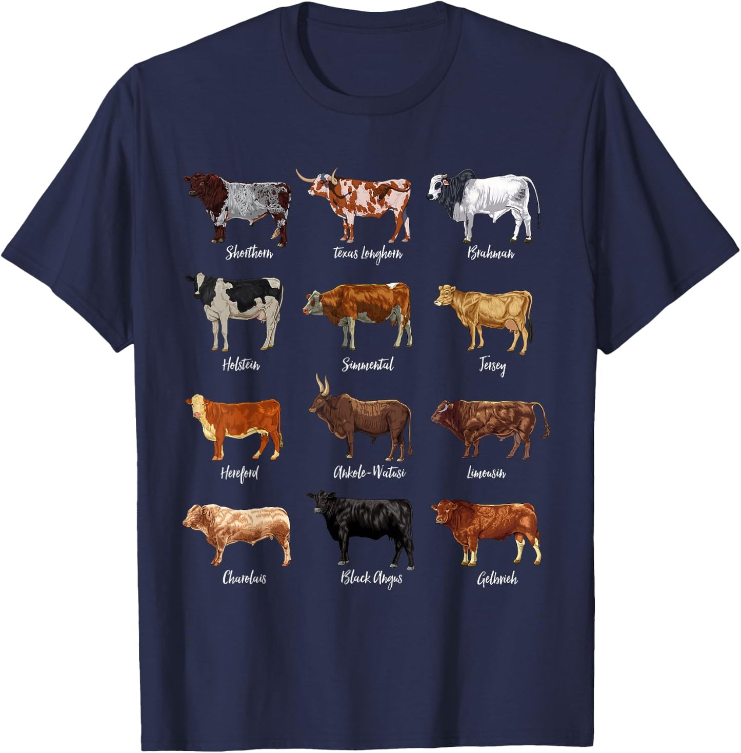 Cow Design with Cow Design, black T-Shirt - T-Shirt | Navy