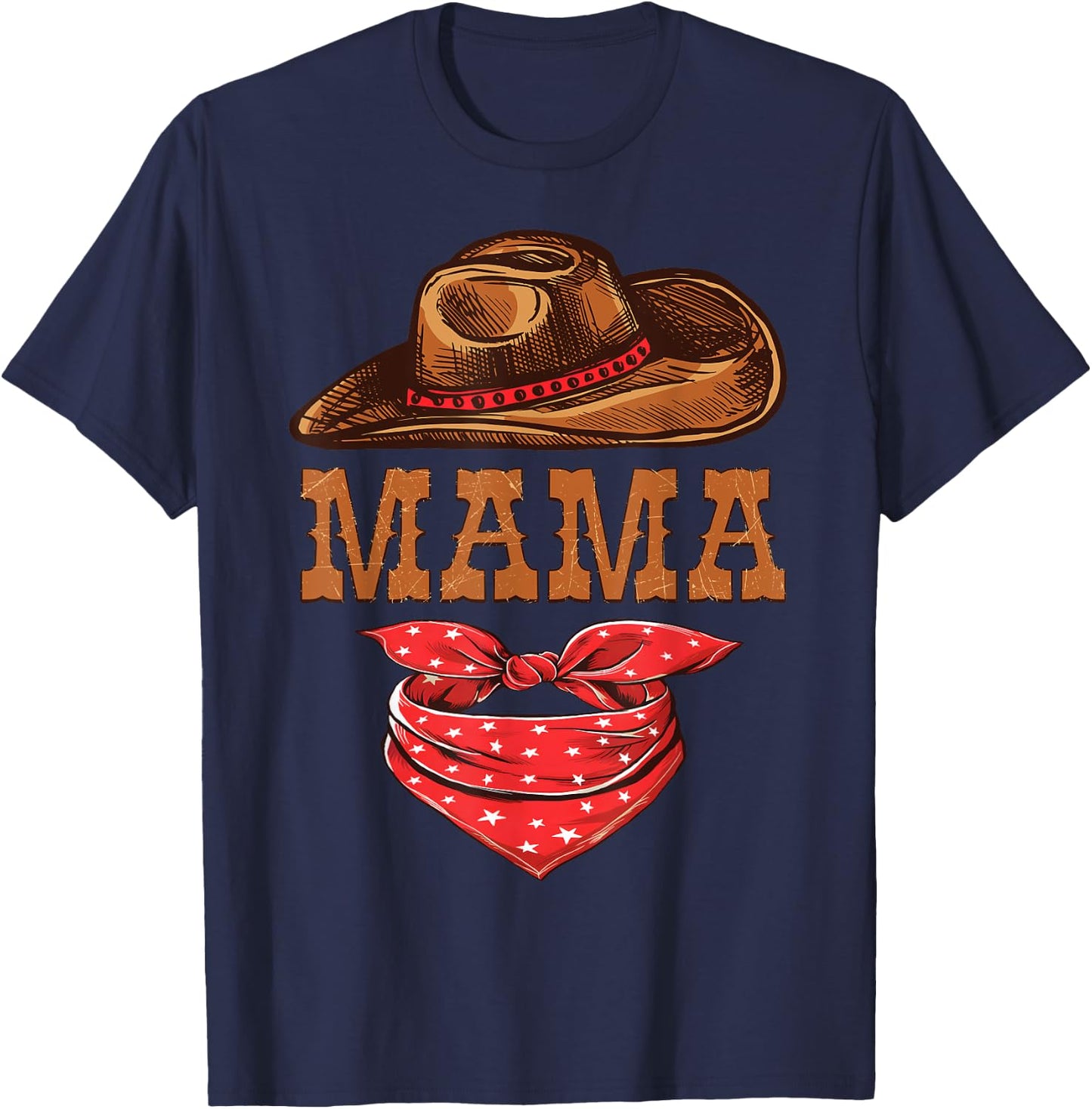 Mama Western Birthday Cowboy Cowgirl Family Matching T-Shirt - T-Shirt | Navy