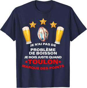Supporter Rugby Toulon Humour Aperitif Third Half , Black, S T-Shirt - T-Shirt | Navy