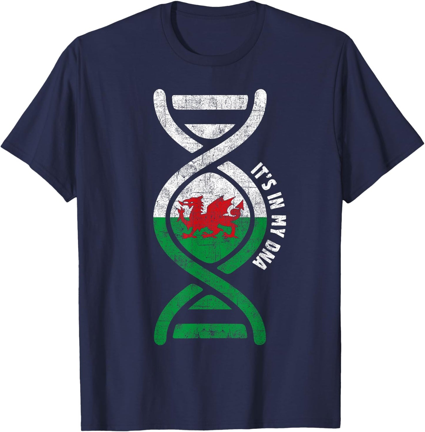 Welsh Flag of Wales Cymru Heritage DNA Graphic Proud Genes T-Shirt - T-Shirt | Navy