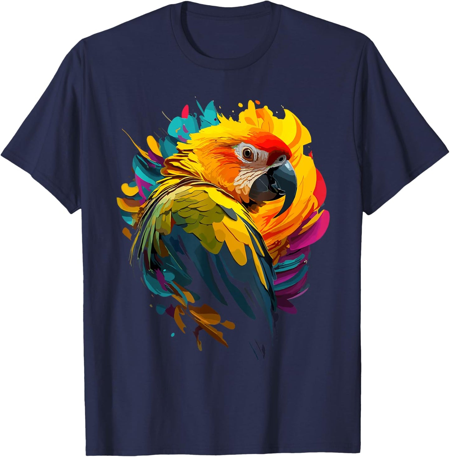 Watercolour Parrot , Kids - Colourful Macaw Parrot T-Shirt - T-Shirt | Navy
