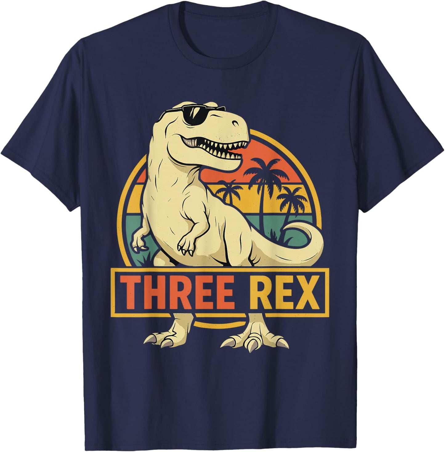Three Rex 3rd Birthday Third Dinosaur 3 Year Old T-Shirt - T-Shirt | Navy