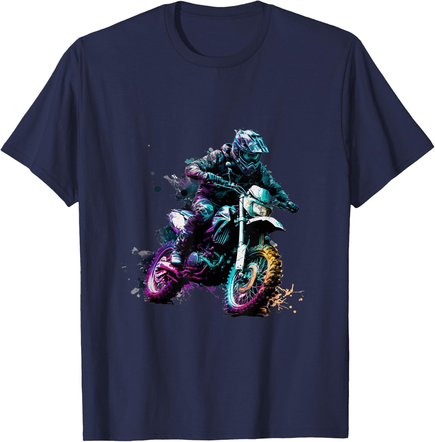 Cool Motocross Supermoto Driver Motorcycle , black T-Shirt - T-Shirt | Navy