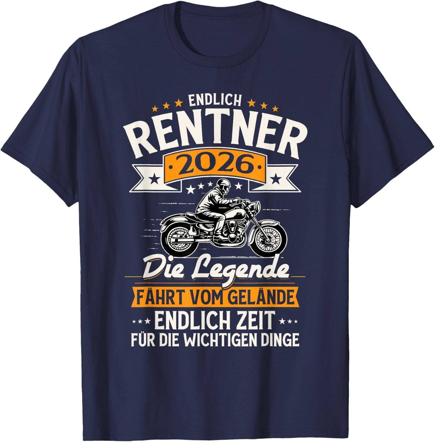 Rentner 2026 Geschenk Mann Biker Rente Ruhestand Lustig T-Shirt - T-Shirt | Navy