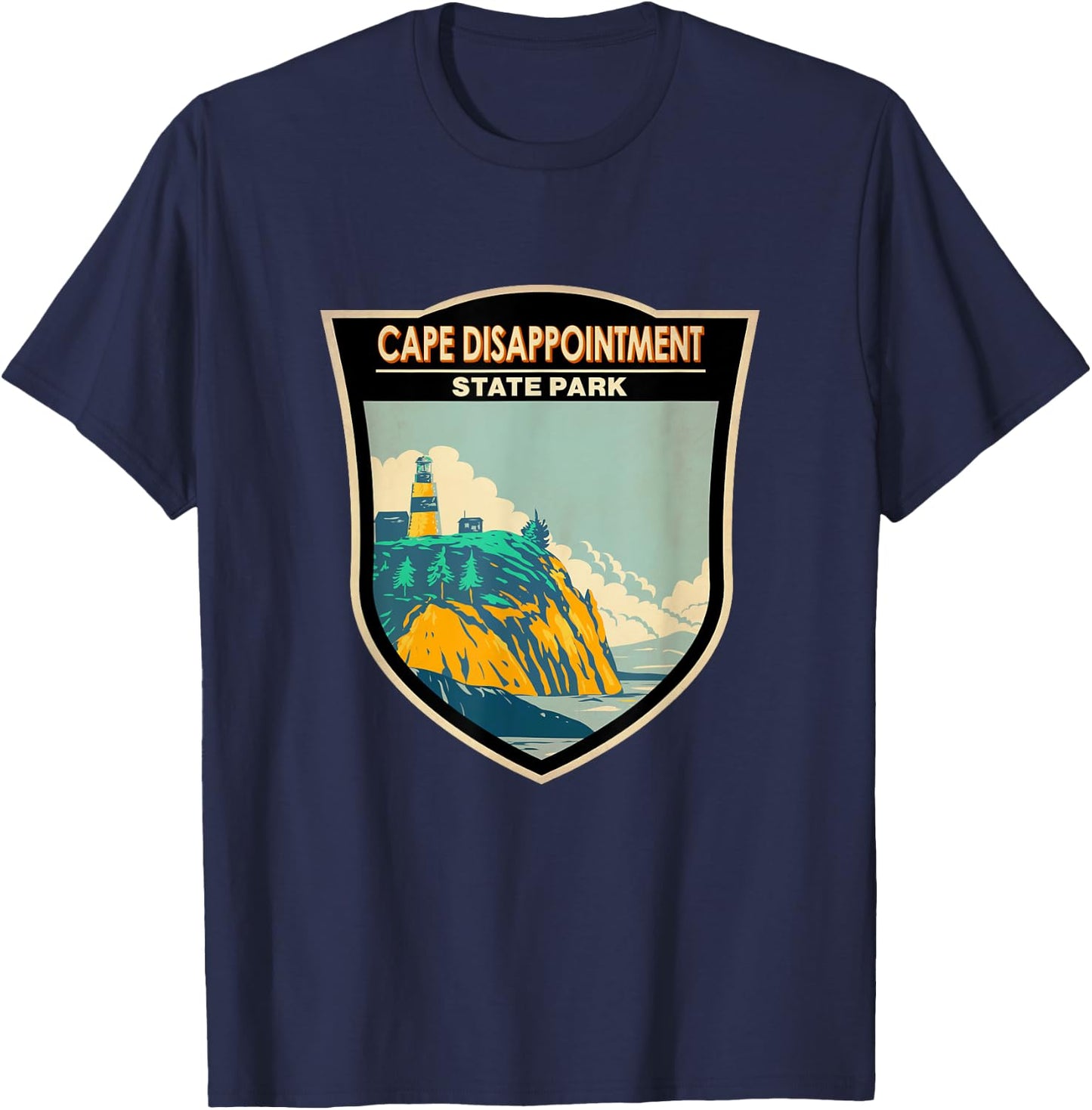 Cape Disappointment State Park Washington Badge Vintage T-Shirt - T-Shirt | Navy
