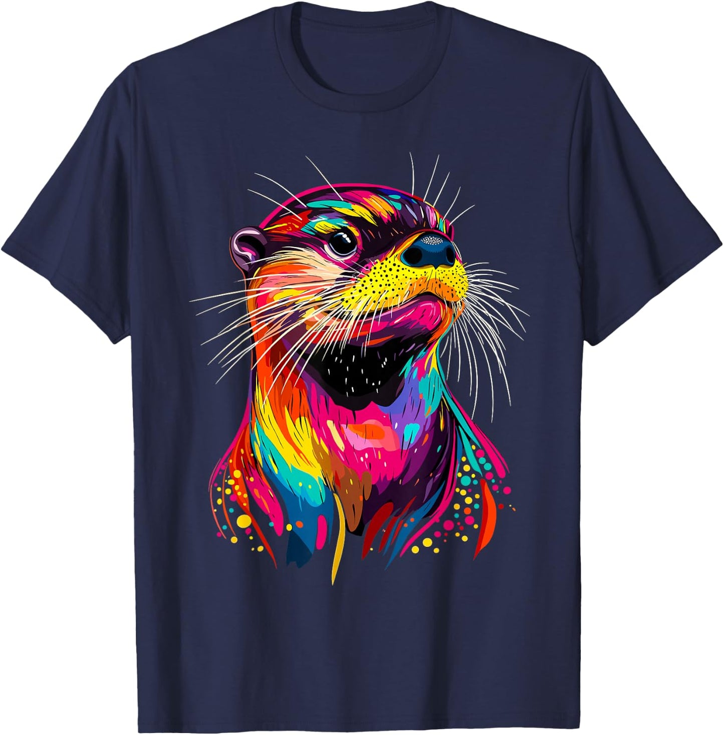 Otter Pattern I Love Sea Otter Soft Marten Otter , Black, S T-Shirt - T-Shirt | Navy