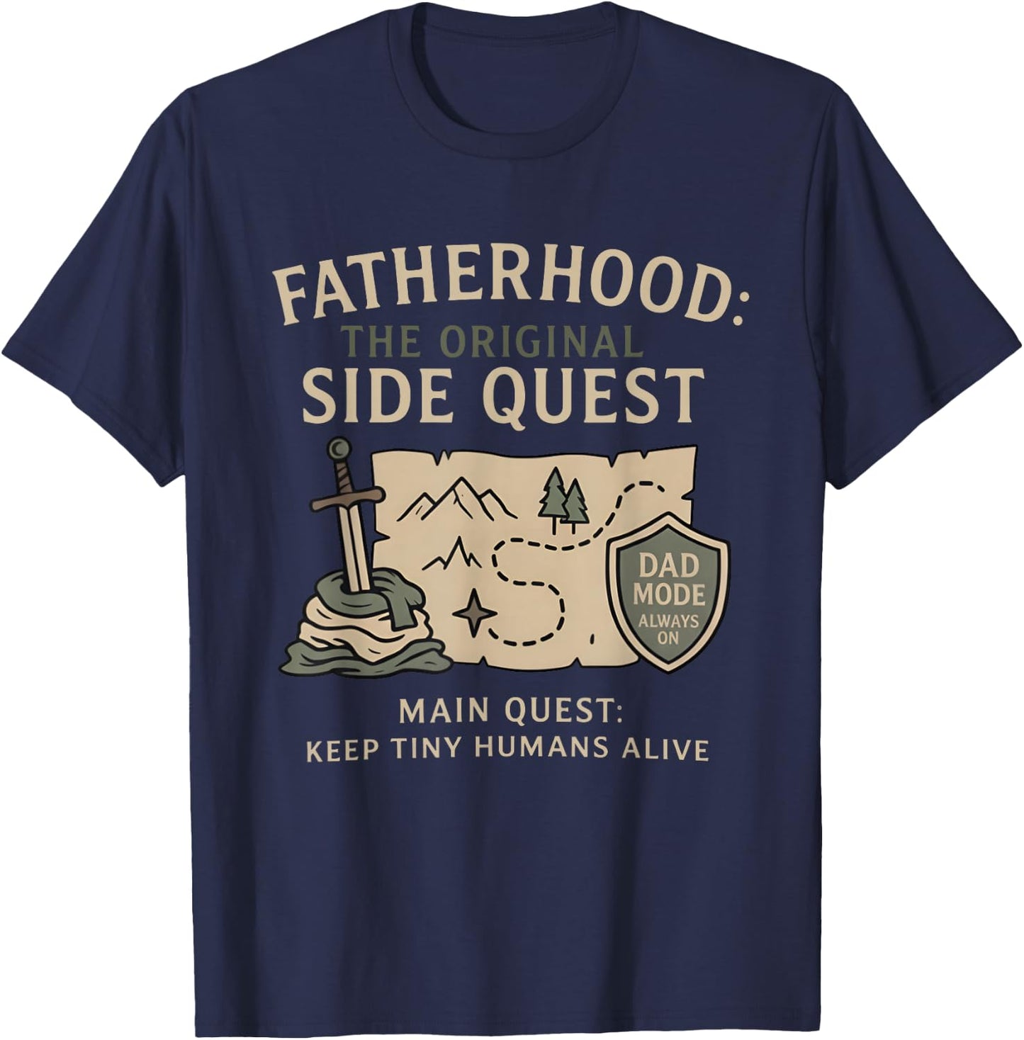 Father Dad Fatherhood The Original Side Quest Dad Mode T-Shirt - T-Shirt | Navy