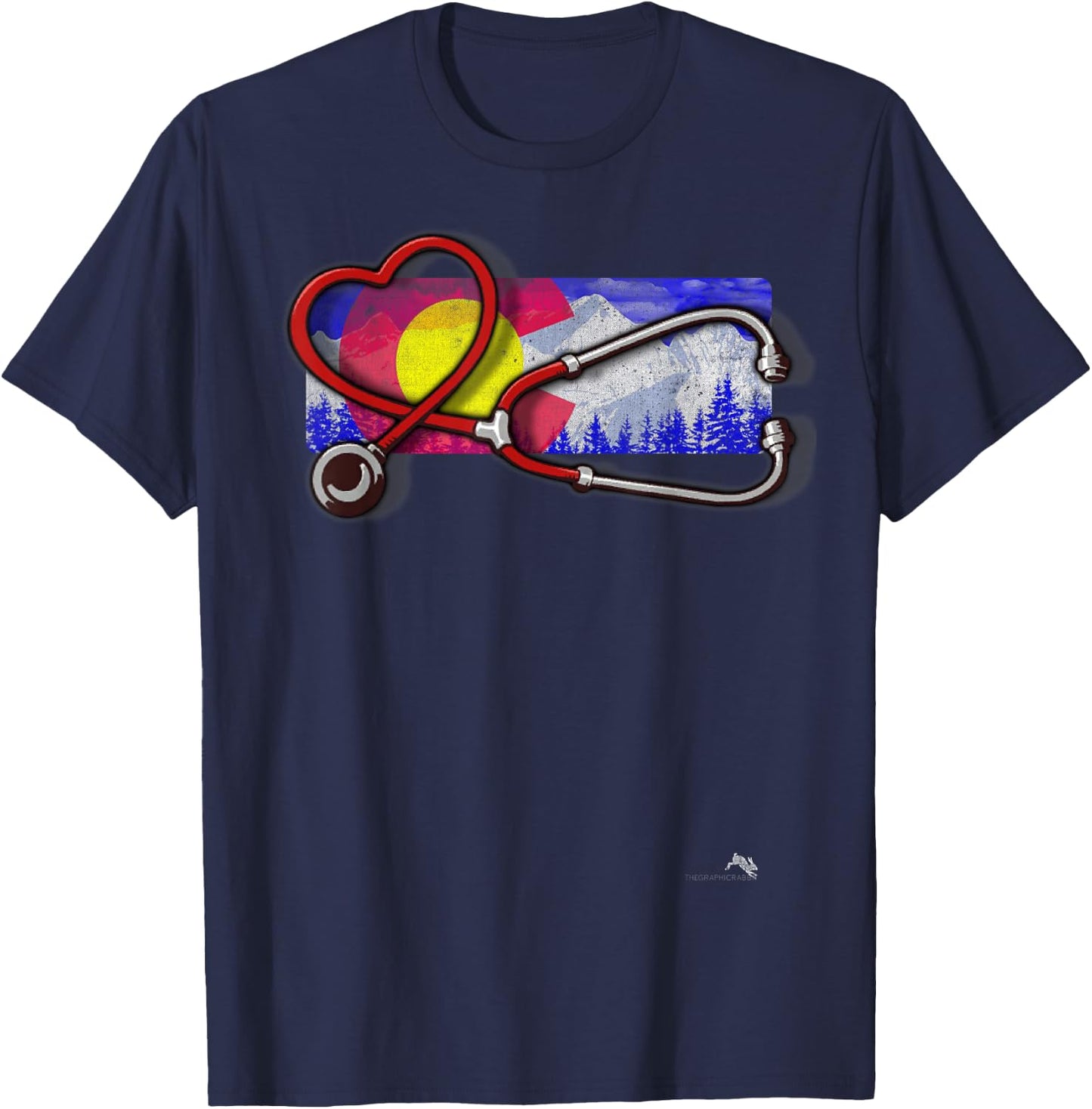 Colorado Nurse - Heart & Stethoscope T-Shirt - T-Shirt | Navy