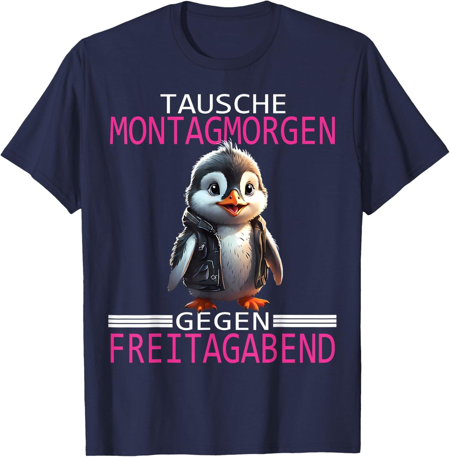 Arbeiten Witziger Lustiger Spruch Fun Sprüche süßes Pinguin T-Shirt - T-Shirt | Navy