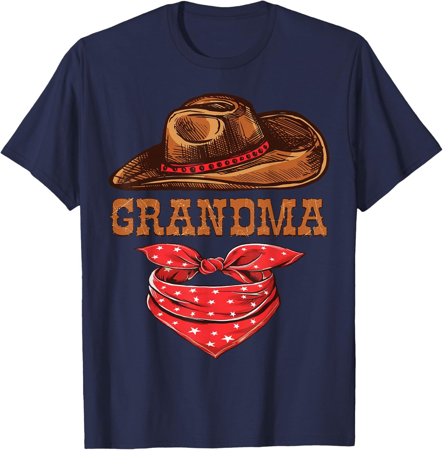 Grandma Western Birthday Cowboy Cowgirl Family Matching T-Shirt - T-Shirt | Navy