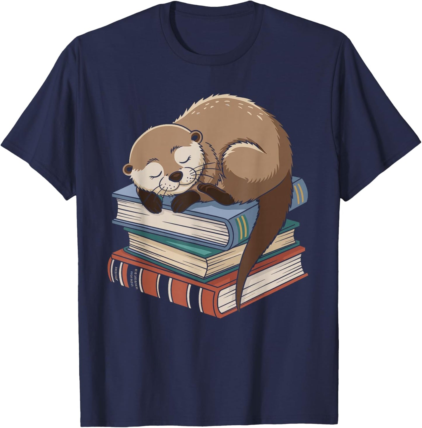 Otter Reading Book Pajama Sleep T-Shirt - T-Shirt | Navy