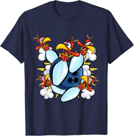 Thanksgiving Bowl Bowler Strike Pin Sport Turkey Bowling T-Shirt - T-Shirt | Navy