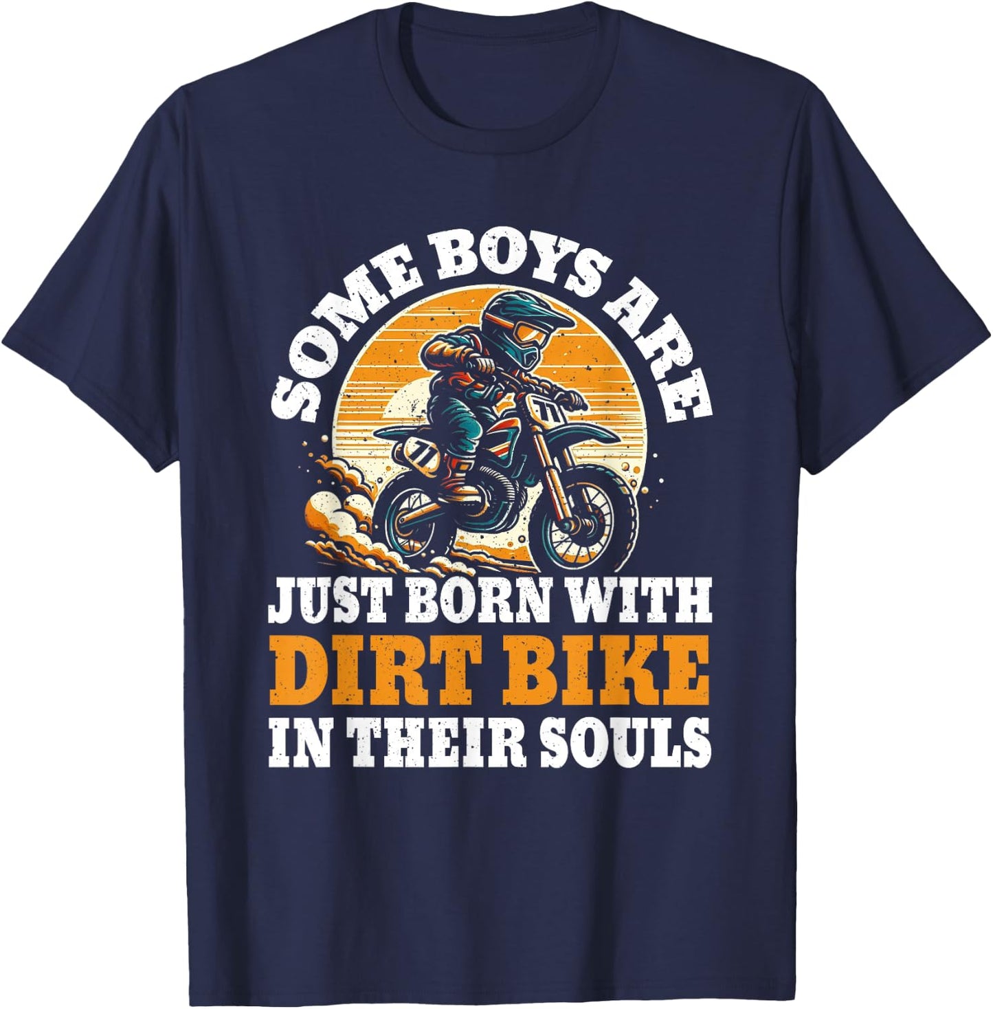 Youth Boy Dirt Bike Toddler Motocross T-Shirt - T-Shirt | Navy