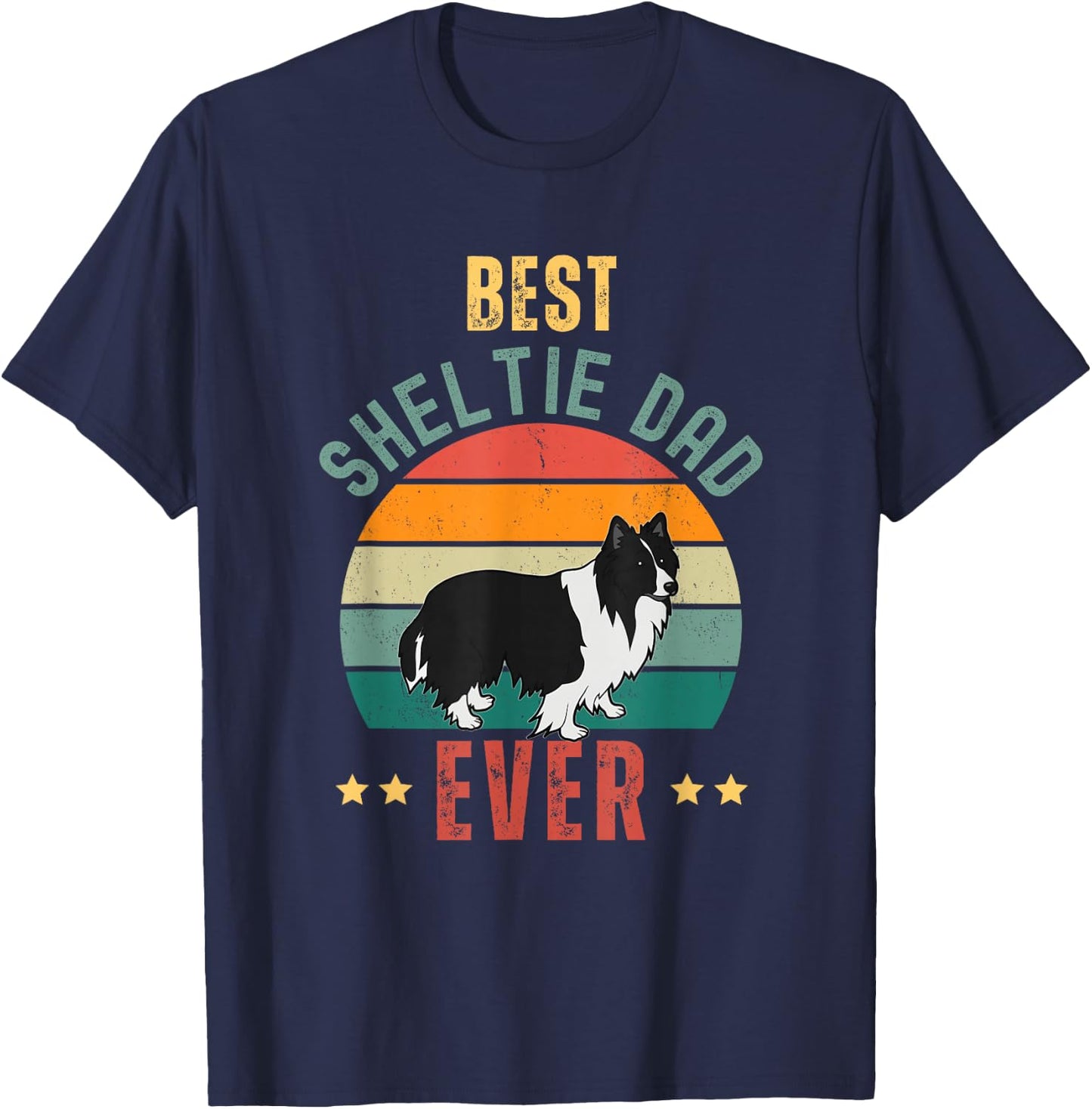 Best Sheltie Dad Ever Awesome Bi-Black Sheltie Dad T-Shirt - T-Shirt | Navy