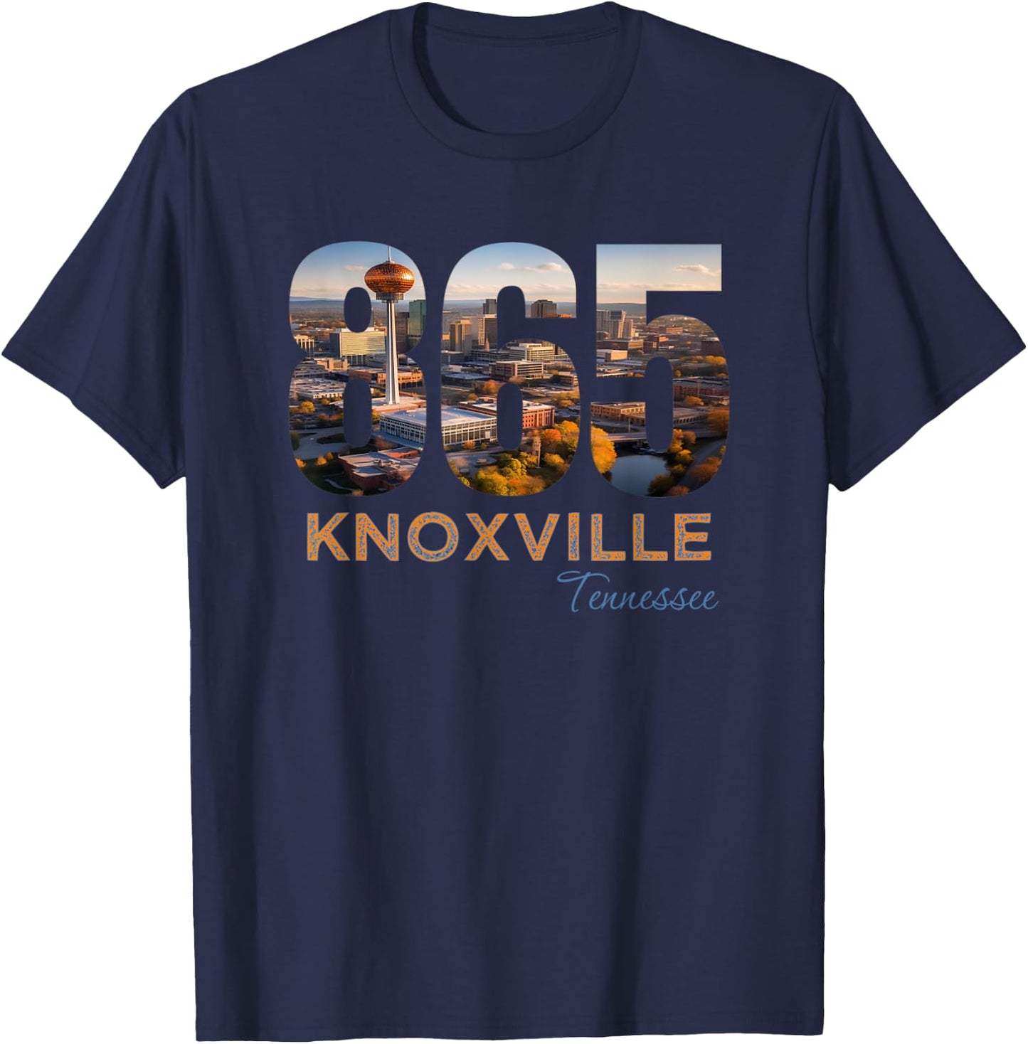 Knox County 865 Area Code Knoxville Tennessee Skyline Art TN T-Shirt - T-Shirt | Navy