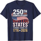 250 Anniversary USA 4th of July Patriotic 250 Years American T-Shirt - T-Shirt | Navy