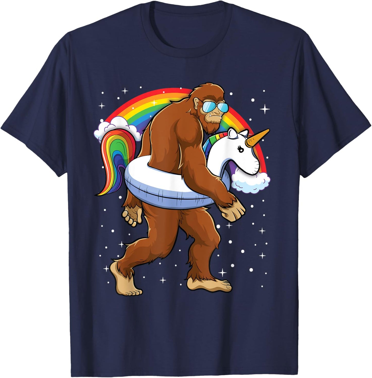 Bigfoot Unicorn Rainbow Shirt Boys Kids Girls Toddlers T-Shirt - T-Shirt | Navy