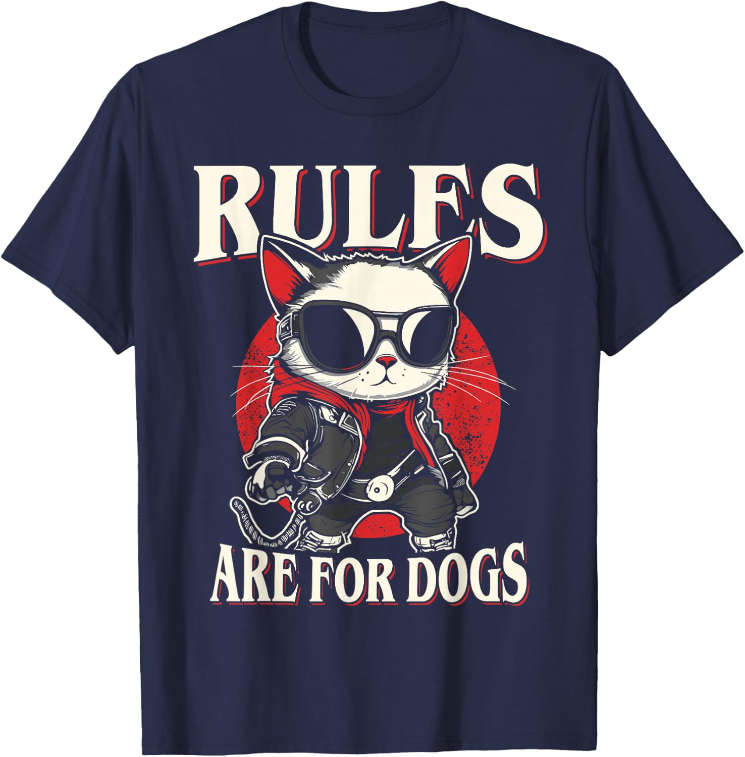 Funny Cat - Rules are for Dogs Men Women Kids T-Shirt - T-Shirt | Navy