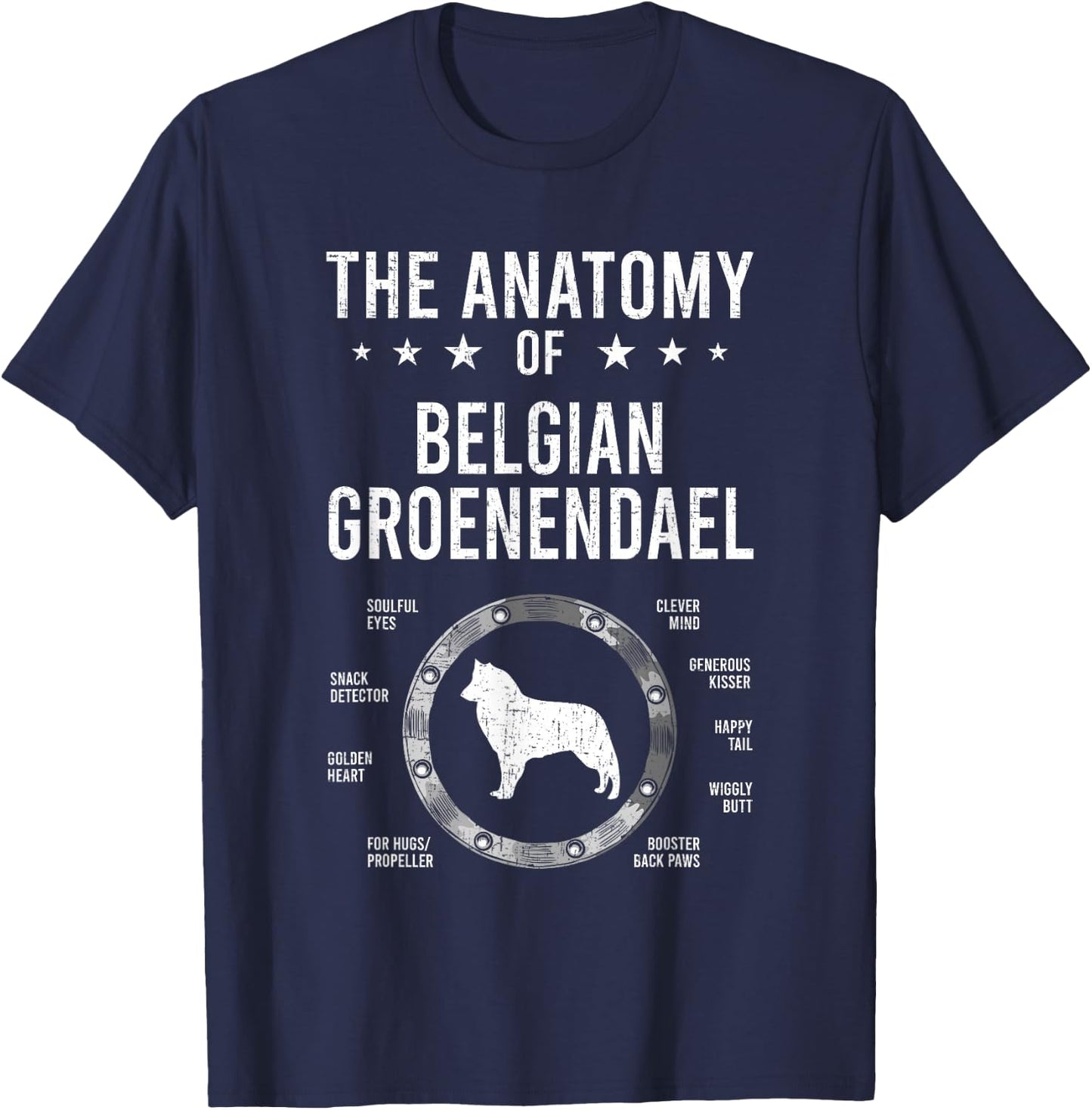 Anatomy of Belgian Groenendael Dog Lover T-Shirt - T-Shirt | Navy