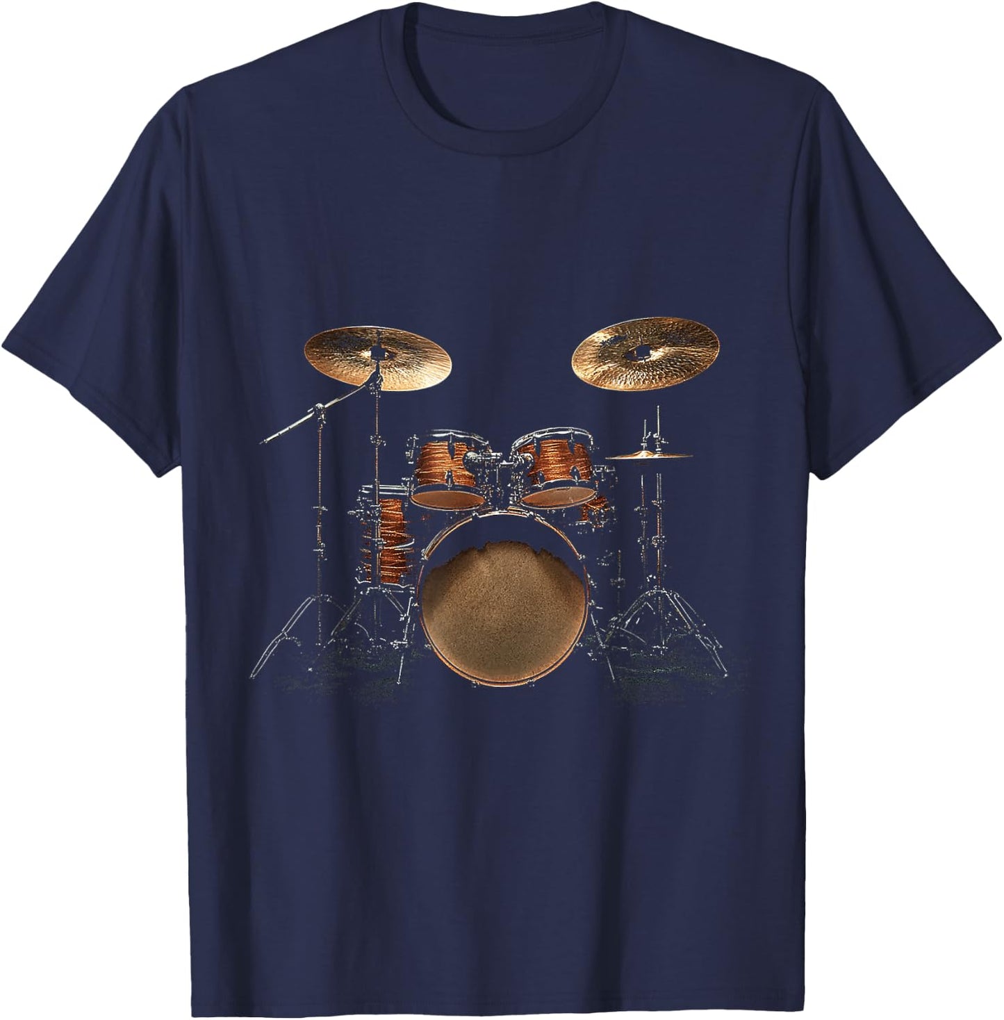 Drum Musical Instrument Graphic Art Drum , Black, S T-Shirt - T-Shirt | Navy