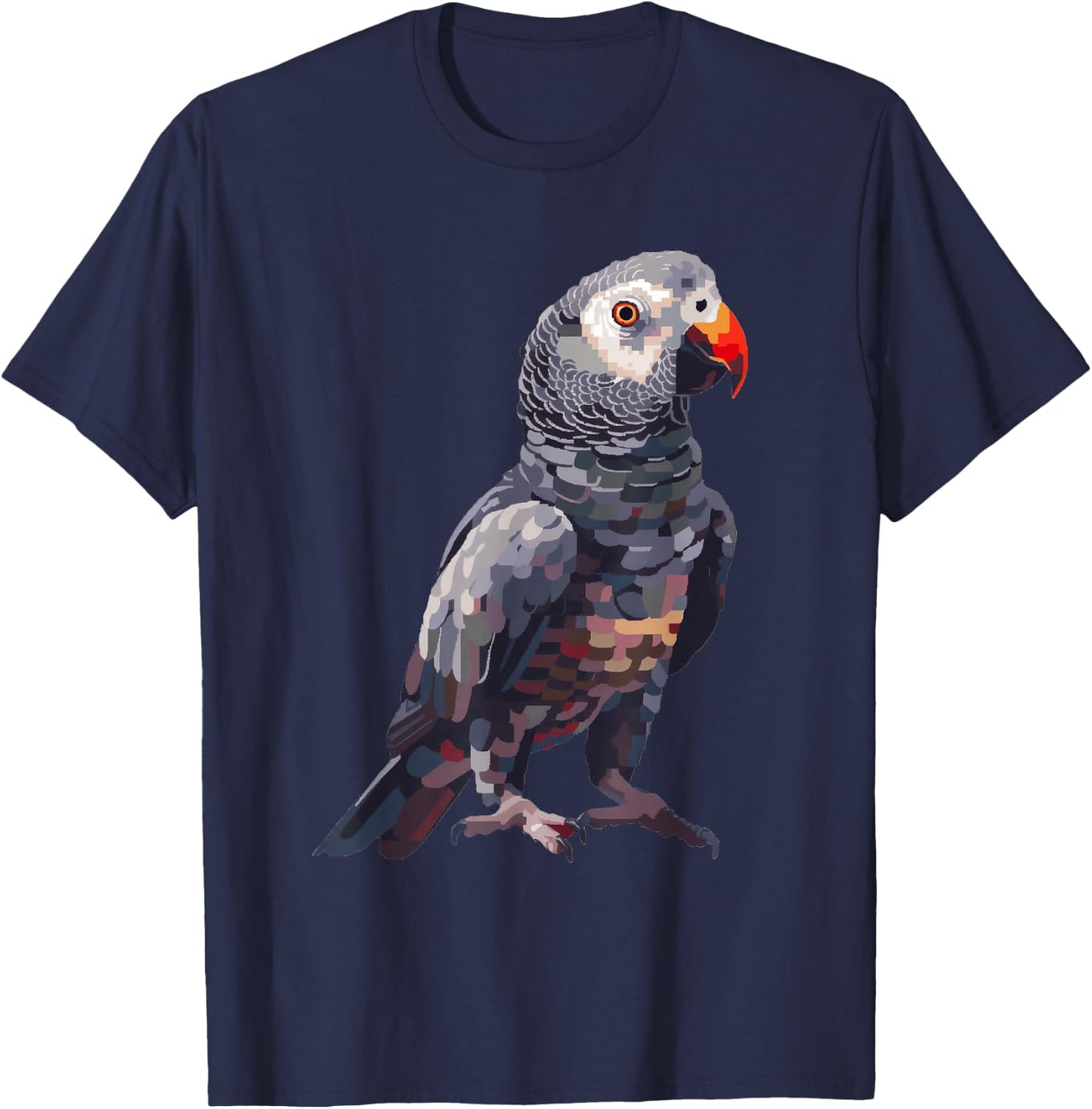 Timneh African Grey Pixel Art T-Shirt - T-Shirt | Navy