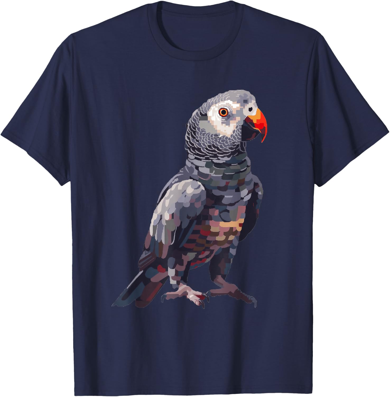 Timneh African Grey Pixel Art T-Shirt - T-Shirt | Navy