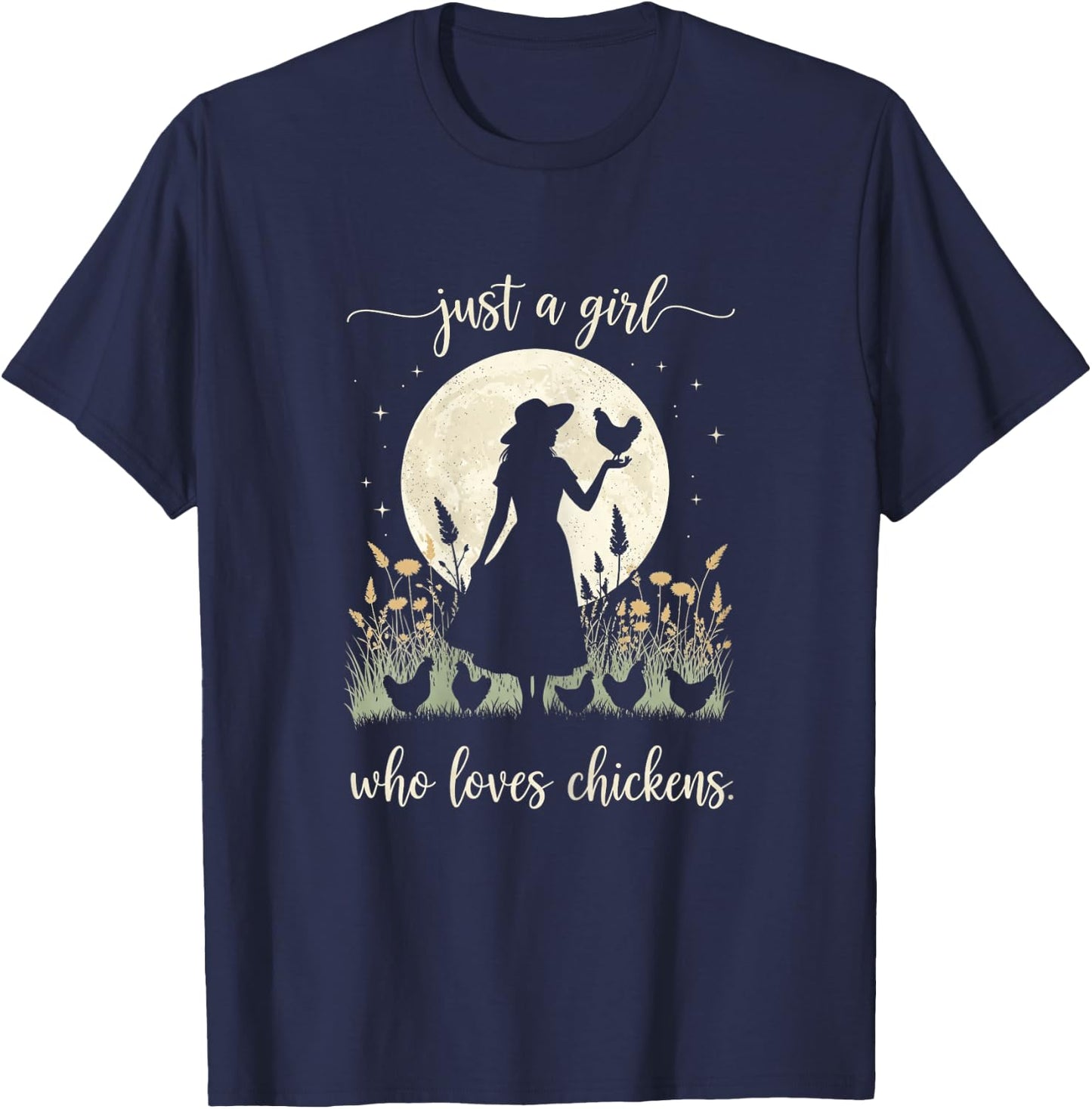 Just A Girl Who Loves Chickens T-Shirt - T-Shirt | Navy
