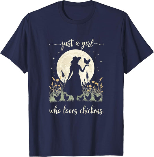 Just A Girl Who Loves Chickens T-Shirt - T-Shirt | Navy