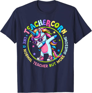 Teachercorn Cool Teacher Unicorn Dabbing Funny Teaching Life Women T-Shirt - T-Shirt | Navy