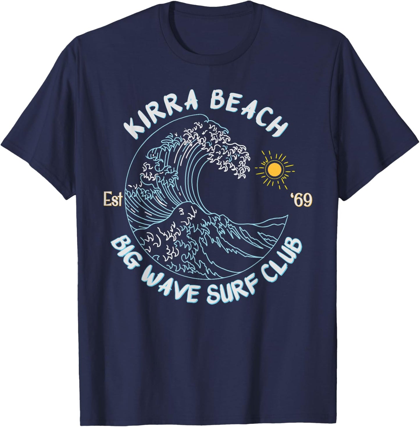 Kirra Beach Big Wave Surf Club, classic surfing beach T-Shirt - T-Shirt | Navy