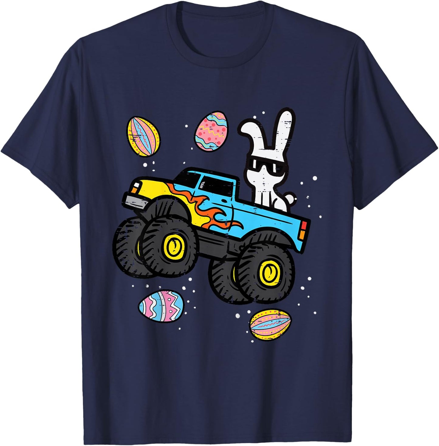 Kids Bunny Monster Truck Easter Eggs Cool Boys Kids Toddler Youth T-Shirt - T-Shirt | Navy