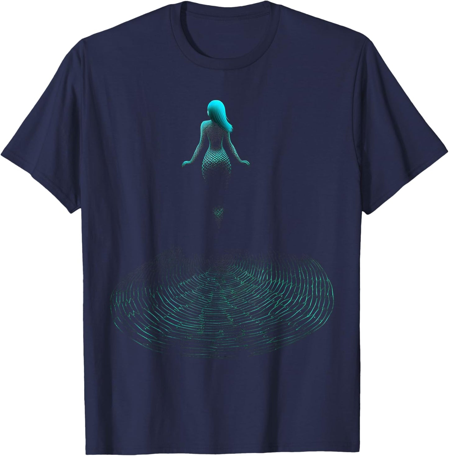 Mermaid Pixel Women Abstract Art Mermaid T-Shirt - T-Shirt | Navy