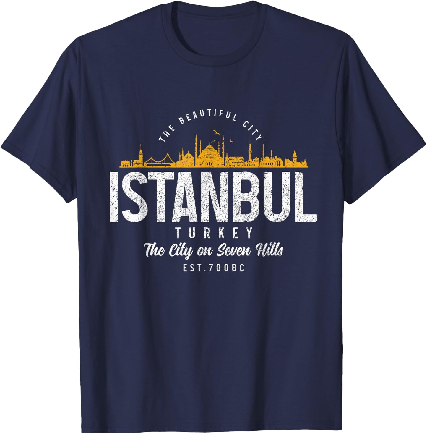 Istanbul Skyline Turkey Turkish Pride Souvenir Turkiye T-Shirt - T-Shirt | Navy