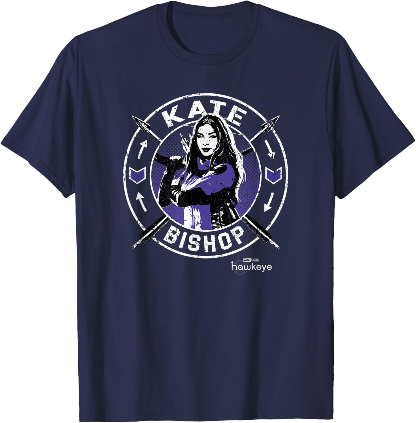 Marvel Hawkeye Kate Bishop Arrow Circle Portrait T-Shirt - T-Shirt | Navy