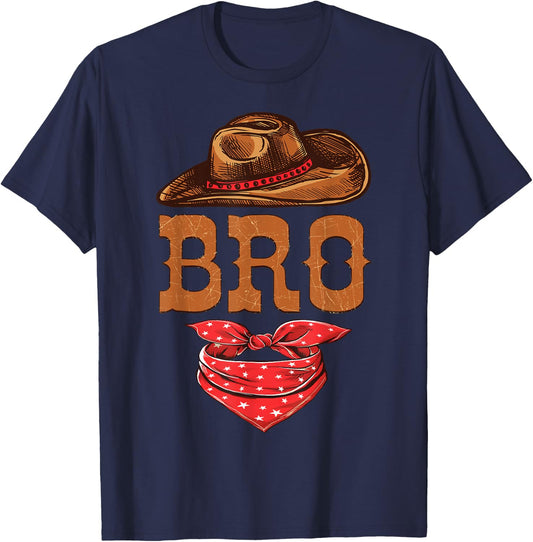 Bro Brother Western Birthday Cowboy Cowgirl Family Matching T-Shirt - T-Shirt | Navy