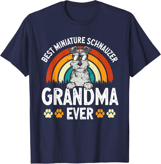 Miniature Schnauzer Dog Grandma Mini Schnauzer T-Shirt - T-Shirt | Navy