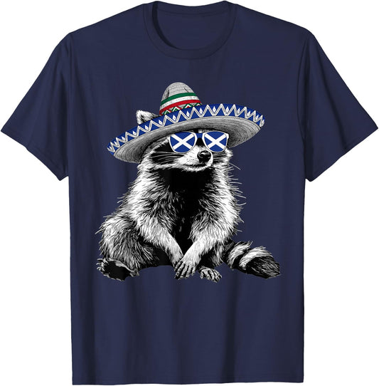 Scotland Roots Raccoon Scottish Flag T-Shirt - T-Shirt | Navy