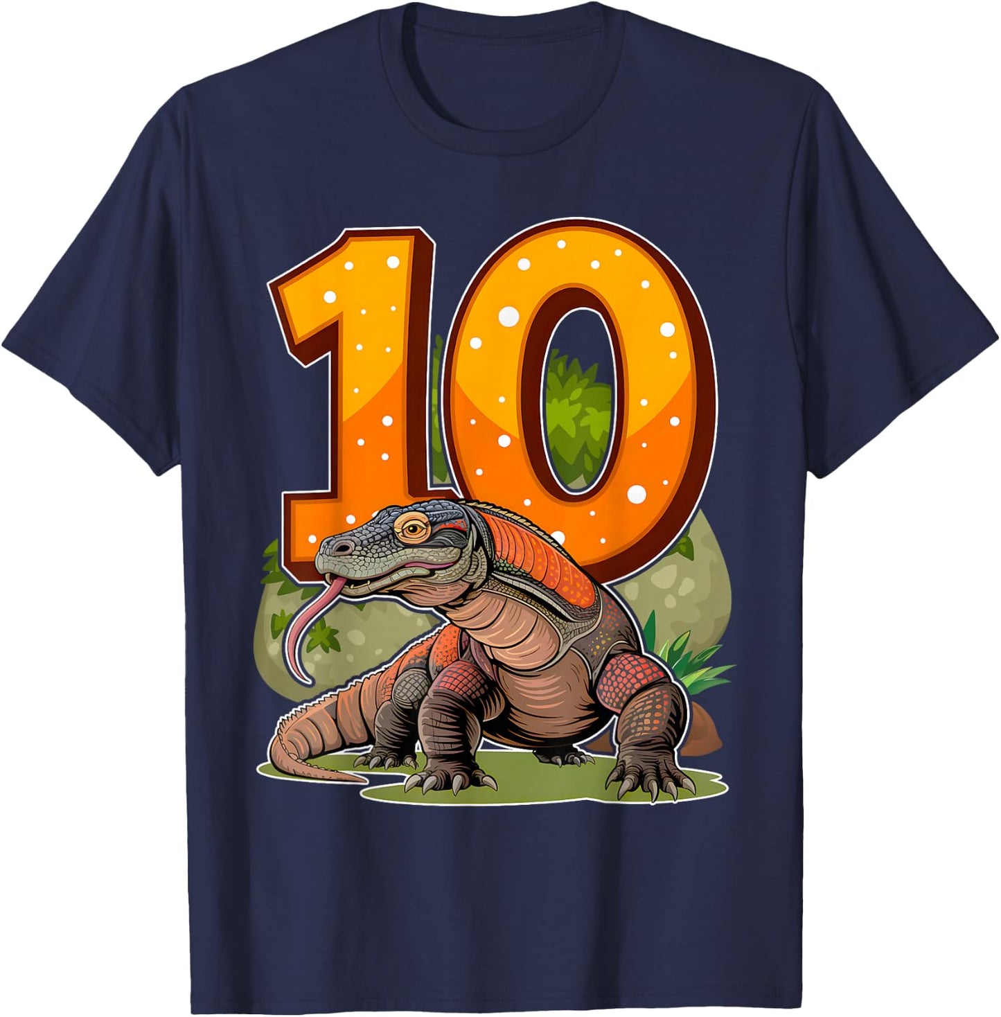 10 Year Old Komodo Dragon Reptile 10th Birthday Party B-Day T-Shirt - T-Shirt | Navy