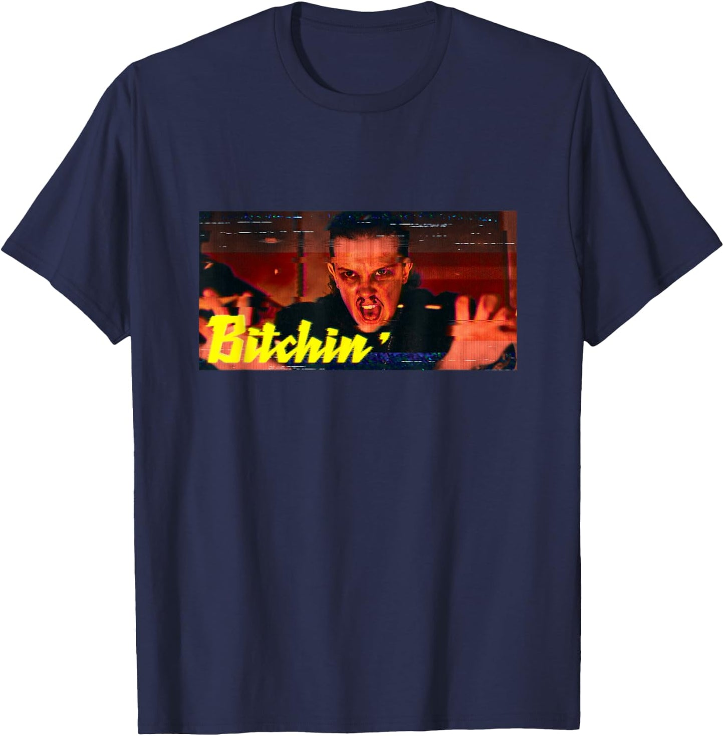 Stranger Things Eleven Bitchin' Vintage Power Panel T-Shirt - T-Shirt | Navy