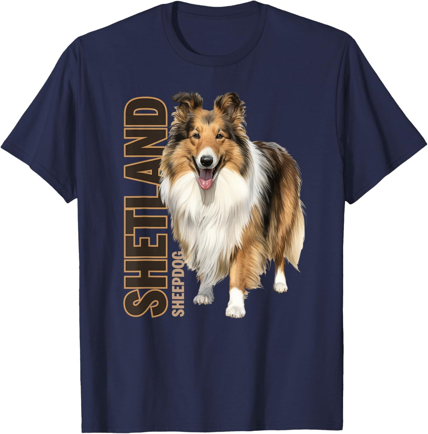 Shetland Sheepdog Watercolor T-Shirt - T-Shirt | Navy